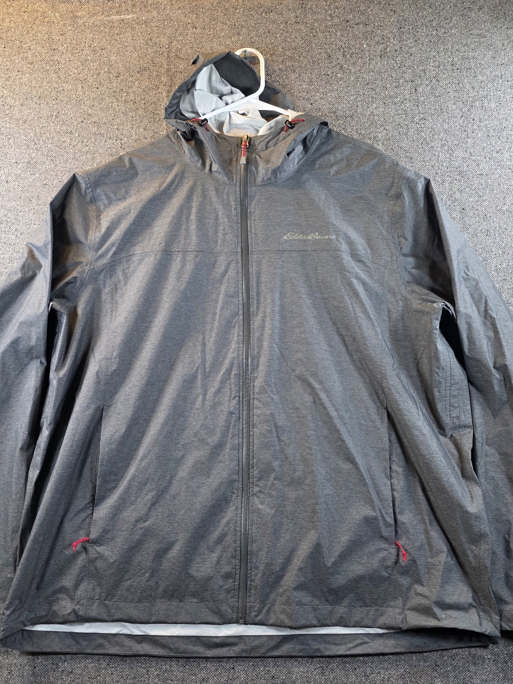 Eddie Bauer WeatherEdge Men's Rain Jacket Gray Hooded Waterproof Shell - Large